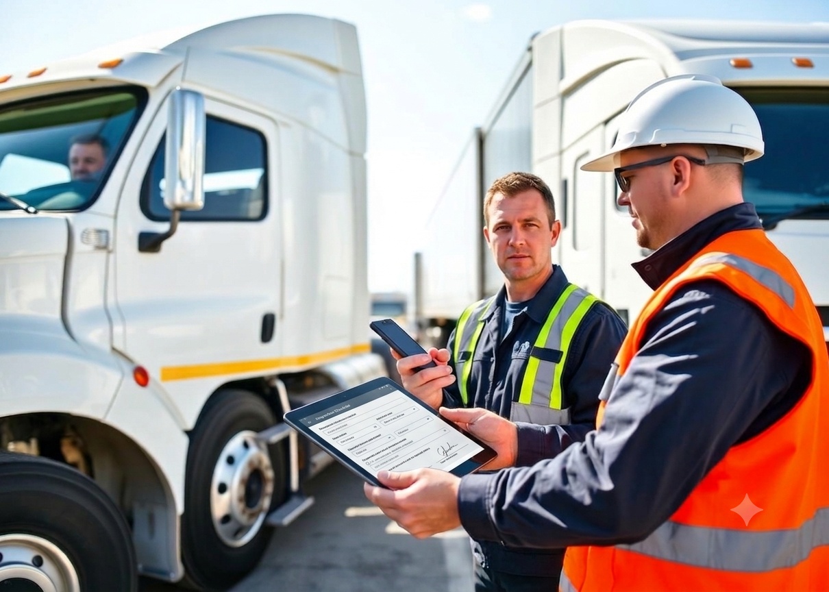 Operador realizando checklist con su smartphone